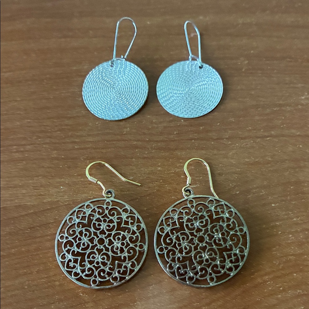 Elegant Gold Filigree and silver Earrings Set